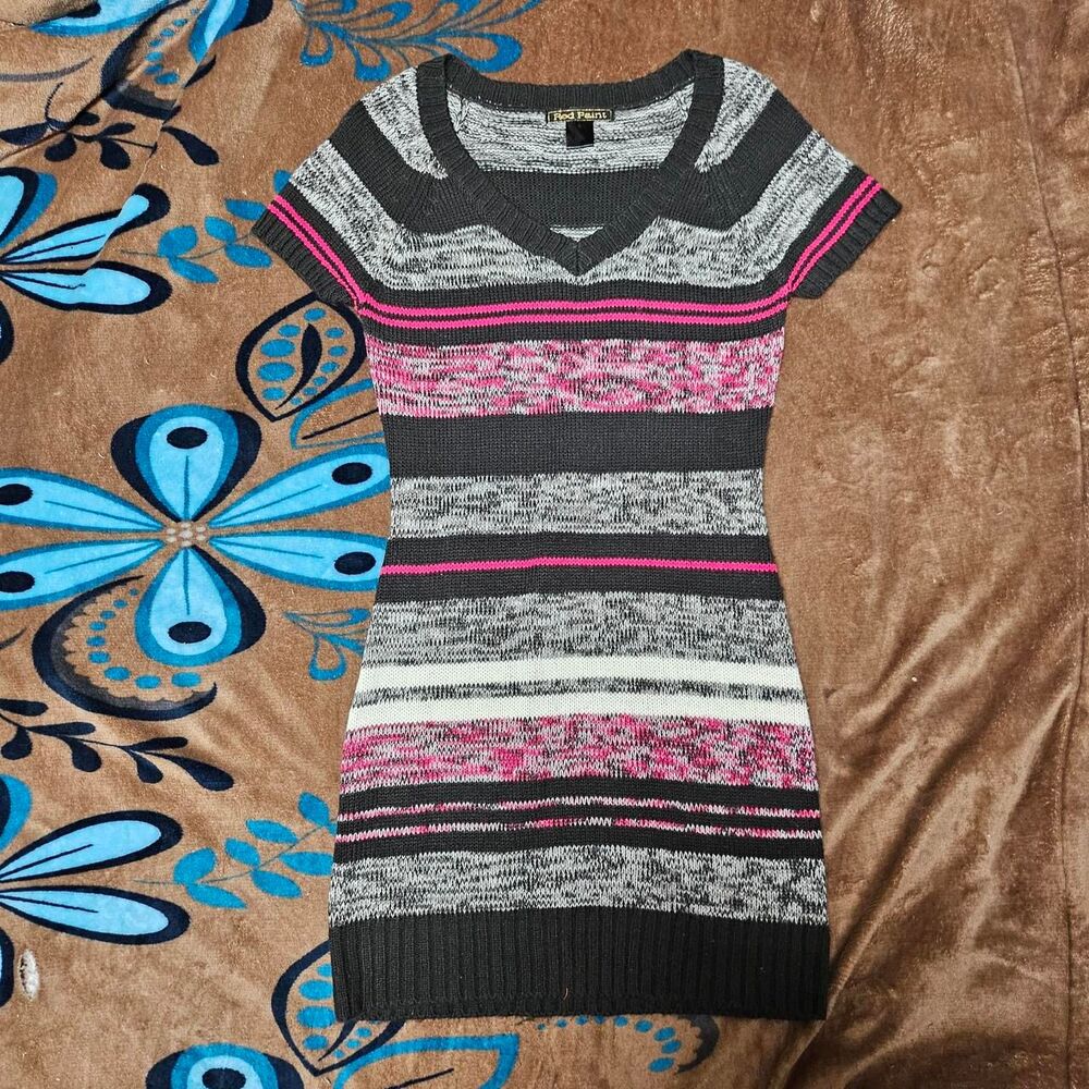 Women's pink stripe sweater dress size small